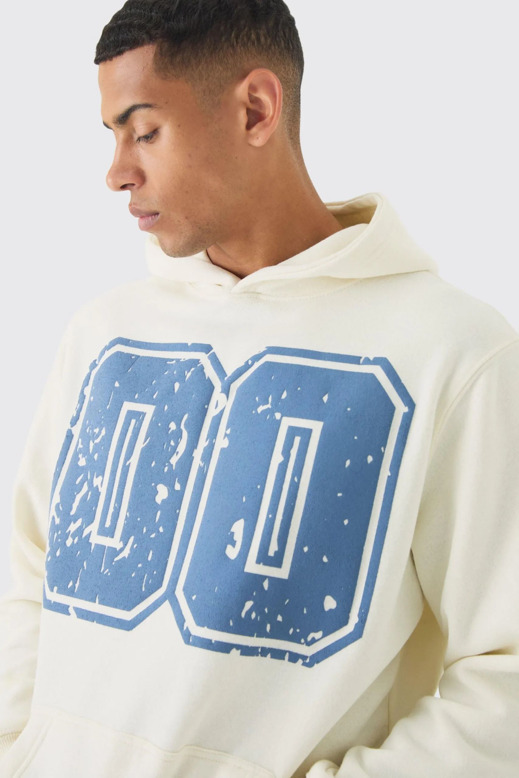 Varsity Puff Print Hoodie | BoohooMAN UK