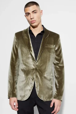 Velvet Shawl Collar Blazer | BoohooMAN UK