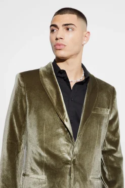 Velvet Shawl Collar Blazer | BoohooMAN UK