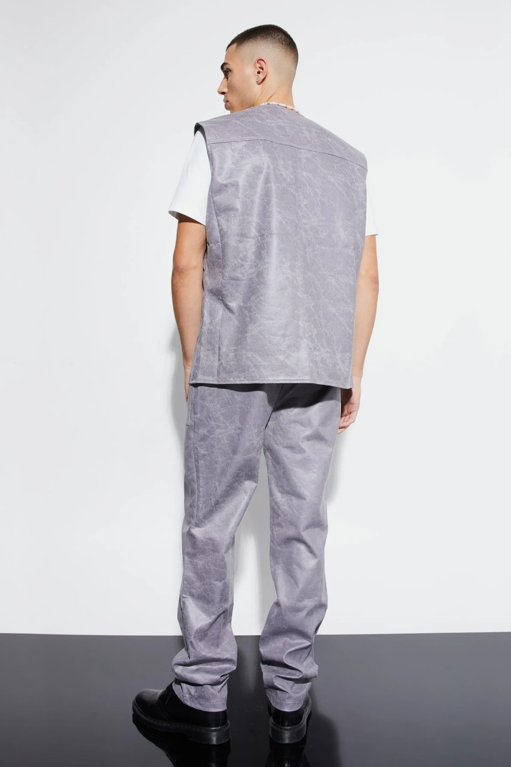 Vintage Pu Straight Leg Zip Suit Trousers | BoohooMAN UK