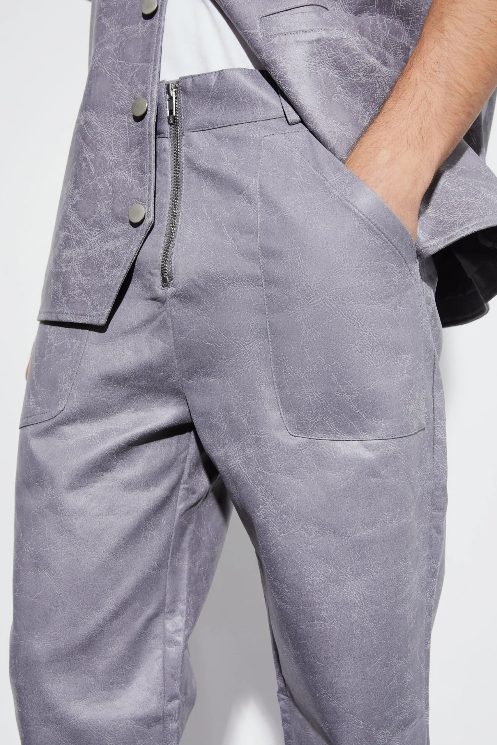 Vintage Pu Straight Leg Zip Suit Trousers | BoohooMAN UK