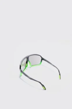 Visor Sunglasses In Black | BoohooMAN UK