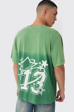 Washed 13 Star Printed T-Shirt | BoohooMAN UK