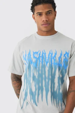 Washed Gothic Printed T-Shirt | BoohooMAN UK