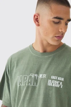 Washed Japan Back Print T-Shirt | BoohooMAN UK