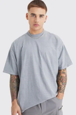 Washed Oversized Extended Neck Eagle Graphic T-shirt | BoohooMAN UK