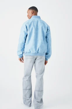 Washed Pu Panel Detail Bomber | BoohooMAN UK