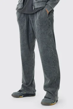 Washed Rib Straight Leg Jogger | BoohooMAN UK
