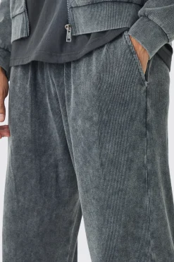 Washed Rib Straight Leg Jogger | BoohooMAN UK