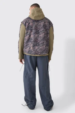 Washed Ripstop Nylon Camo Utility Jacket | BoohooMAN UK