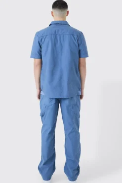 Washed Short Sleeve Twill Shirt | BoohooMAN UK