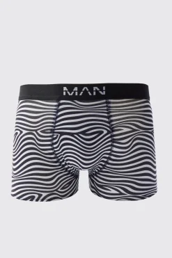 Wavy Stripe Print Boxers | BoohooMAN UK