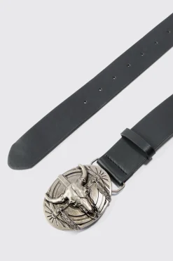Western Bull Black Belt | BoohooMAN UK