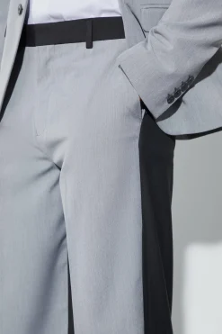 Wide Fit Colour Block Half And Half Trouser | BoohooMAN UK