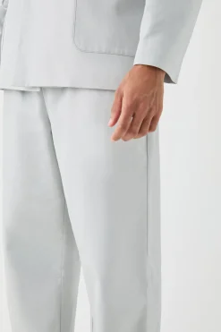 Wide Leg Elasticated Waistband Linen Joggers In Grey | BoohooMAN UK