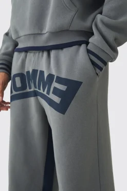 Wide Leg Homme Graphic Stripe Gusset Joggers | BoohooMAN UK