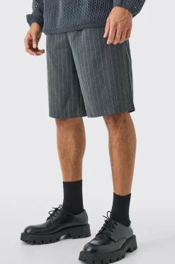 Wide Leg Tailored Pleated Jort | BoohooMAN UK