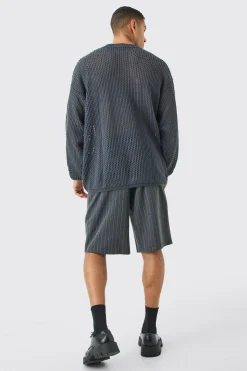 Wide Leg Tailored Pleated Jort | BoohooMAN UK