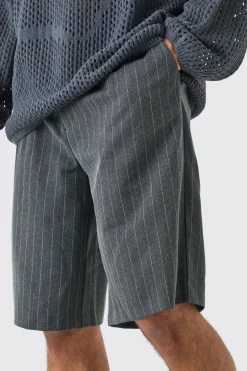 Wide Leg Tailored Pleated Jort | BoohooMAN UK