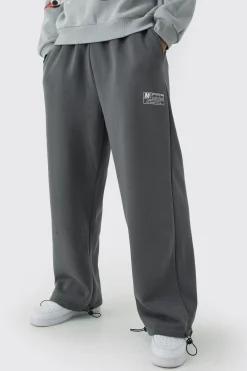 Wide Leg Tie Cuff Double Waistband Joggers | BoohooMAN UK