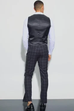 Window Check Double Breasted Waistcoat | BoohooMAN UK