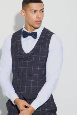 Window Check Double Breasted Waistcoat | BoohooMAN UK