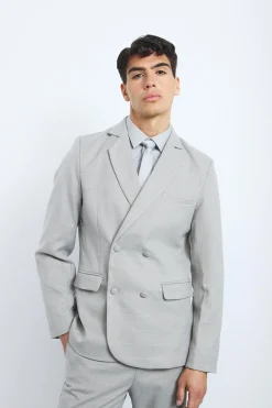 Window Check Double Breasted Slim Fit Blazer | BoohooMAN UK