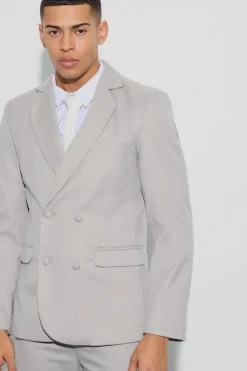 Window Check Double Breasted Slim Fit Blazer | BoohooMAN UK