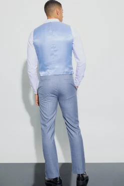 Window Check Double Breasted Waistcoat | BoohooMAN UK