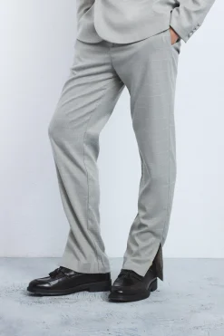 Window Check Straight Fit Trousers | BoohooMAN UK