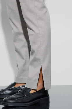 Window Check Straight Fit Trousers | BoohooMAN UK