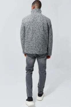 Wool Concealed Placket Funnel Neck Jacket | BoohooMAN UK