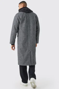 Wool Look Overcoat With Metal Clasp | BoohooMAN UK