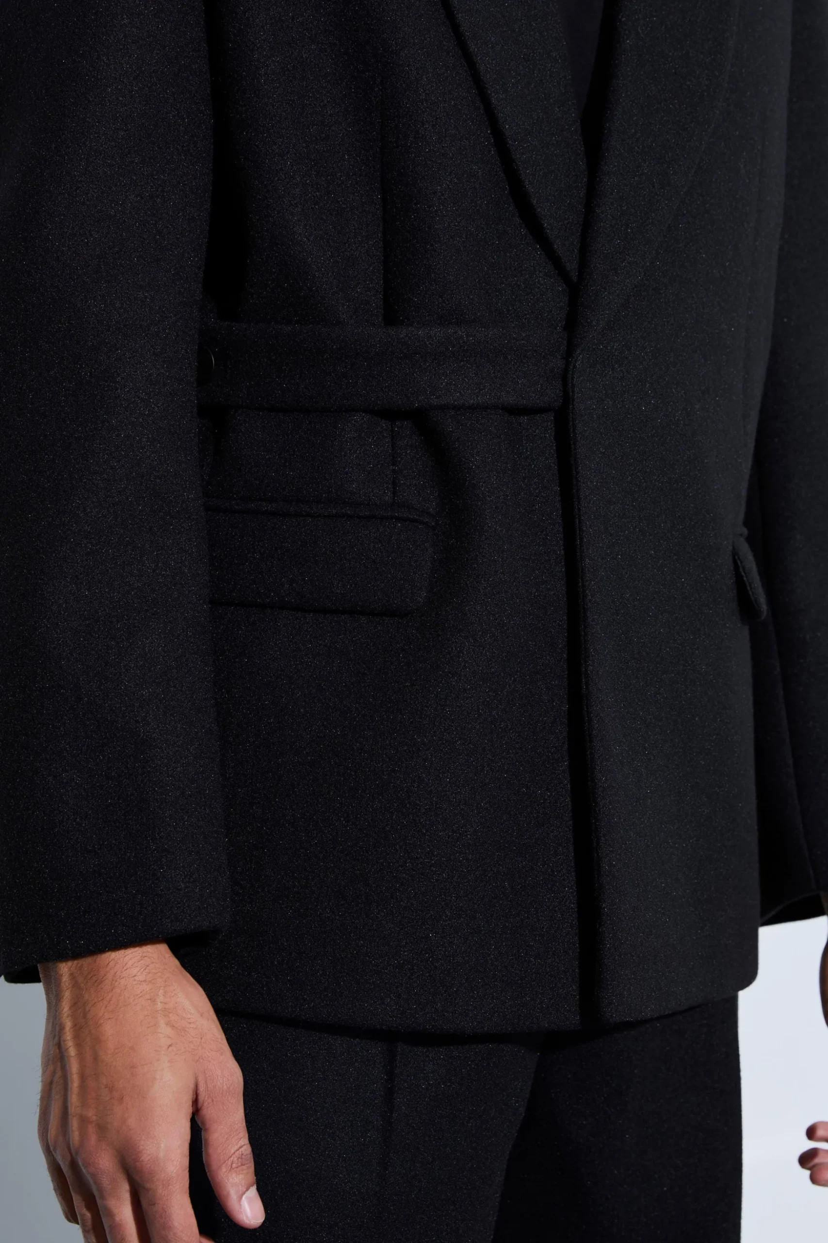 Wool Look Oversized Strap Detail Blazer | BoohooMAN UK
