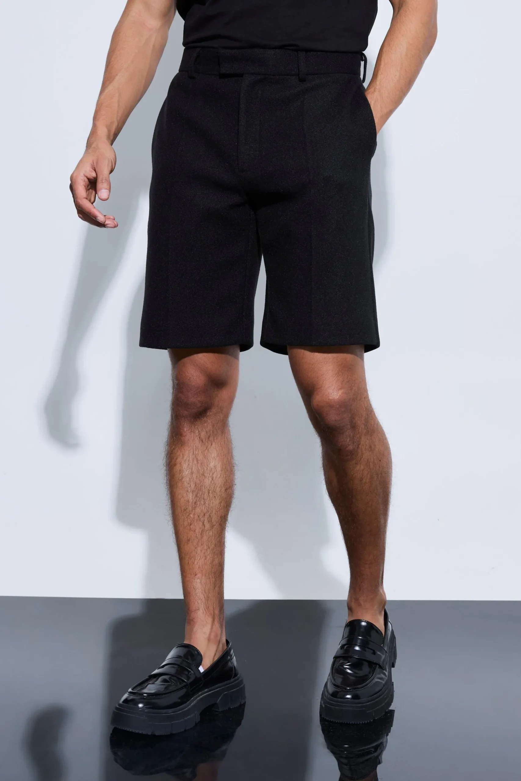Wool Look Tailored Shorts | BoohooMAN UK
