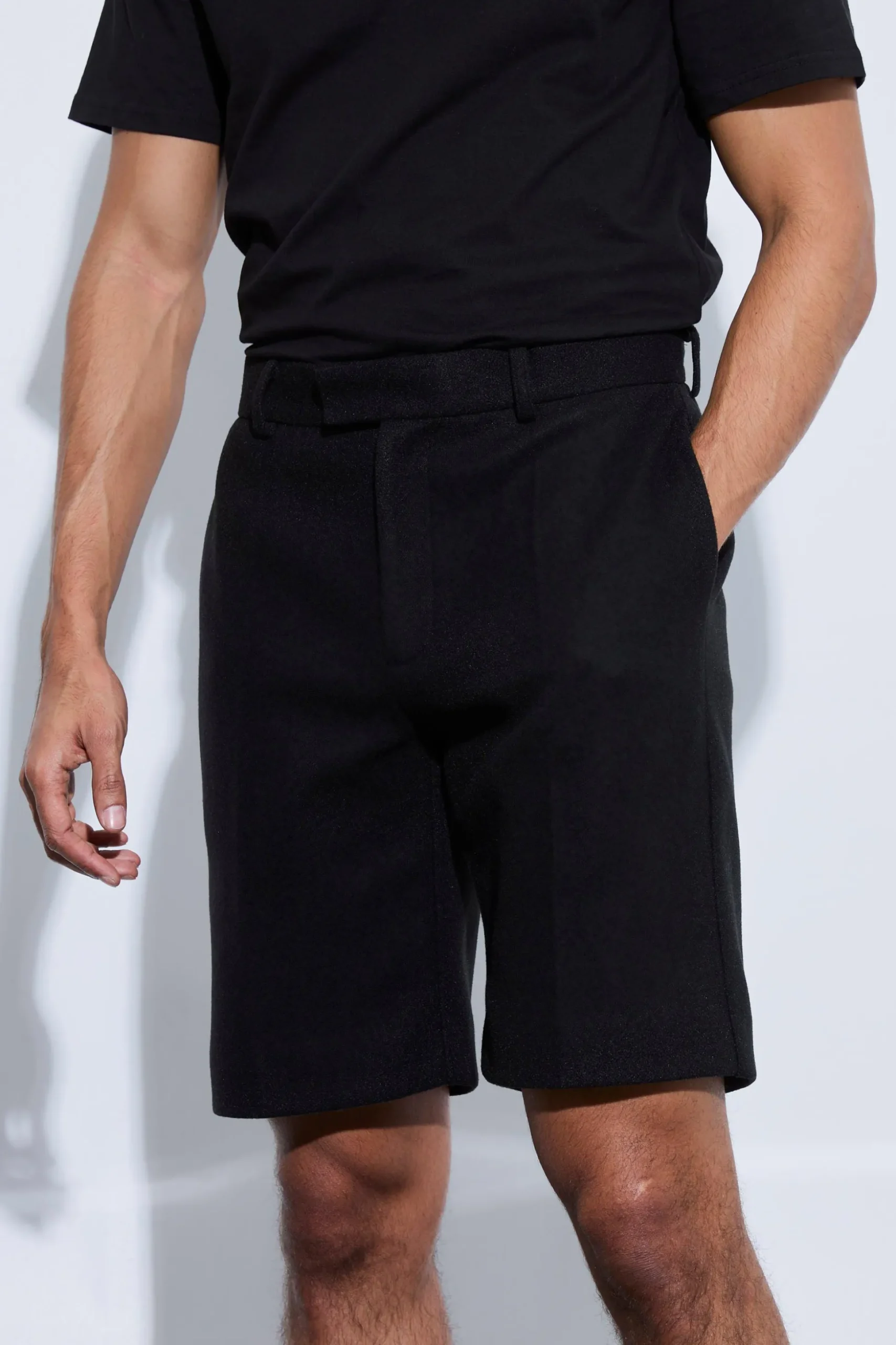 Wool Look Tailored Shorts | BoohooMAN UK