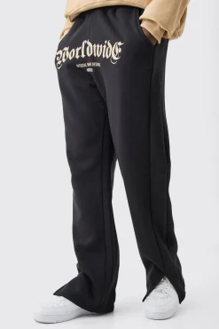 Worldwide Crotch Print Split Hem Gusset Jogger | BoohooMAN UK
