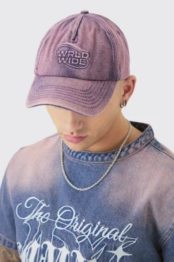 Worldwide Embossed Washed Cap In Pink | BoohooMAN UK