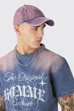 Worldwide Embossed Washed Cap In Pink | BoohooMAN UK