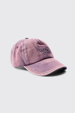 Worldwide Embossed Washed Cap In Pink | BoohooMAN UK