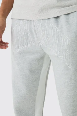 Worldwide Embroidered Contrast Stitch Gusset Jogger | BoohooMAN UK