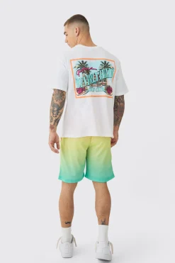 Worldwide Graffiti Mesh Mid Length Basketball Shorts | BoohooMAN UK