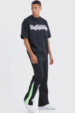 Worldwide Graphic Half Sleeve Sweat Gusset Tracksuit | BoohooMAN UK