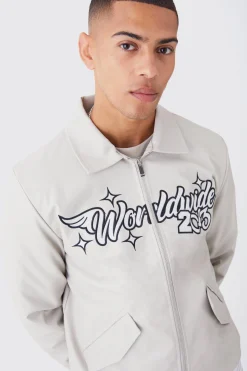 Worldwide Pu Collared Bomber | BoohooMAN UK