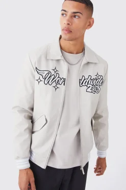 Worldwide Pu Collared Bomber | BoohooMAN UK