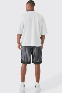 Worldwide Stripe Basketball Mesh Shorts | BoohooMAN UK
