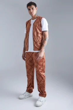 Woven Bandana Utility Vest And Straight Trouser | BoohooMAN UK