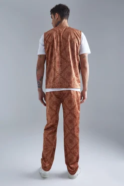 Woven Bandana Utility Vest And Straight Trouser | BoohooMAN UK