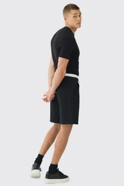 Woven Jort With Boxer Double Waistband | BoohooMAN UK