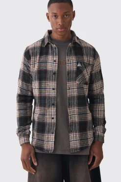 Woven MAN Tab Pocket Checked Shirt | BoohooMAN UK